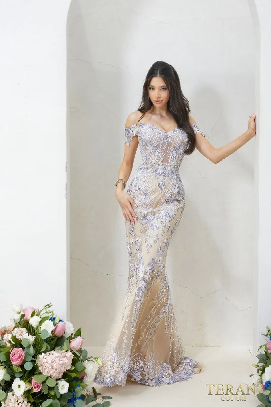 Massive Deals Terani Couture 232GL1493 Trumpet Long Evening Dress
