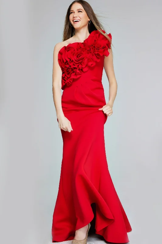 Don't Wait Jovani 39751 Long Mermaid 3D Floral Applique Formal Prom Dress