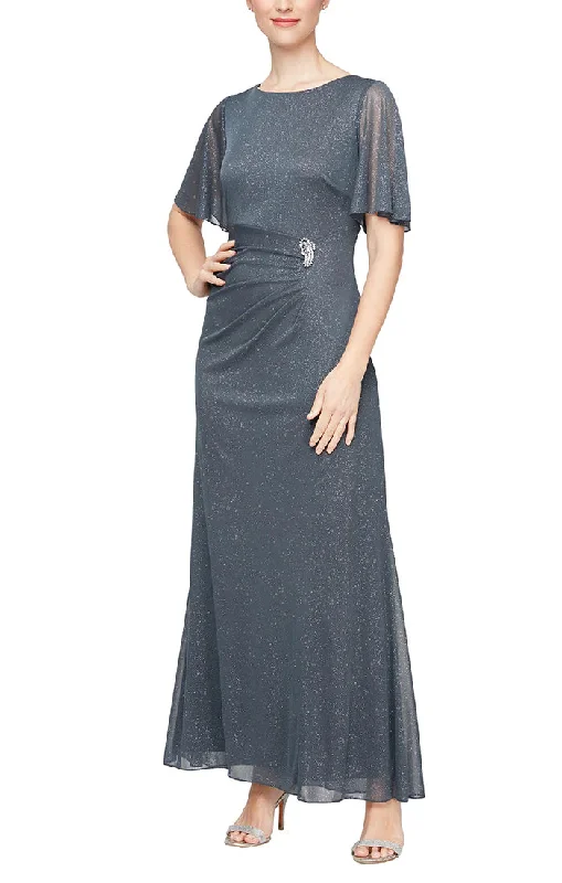 Discount Deals SL Fashions 9233153 Petite Glitter Long Formal Dress