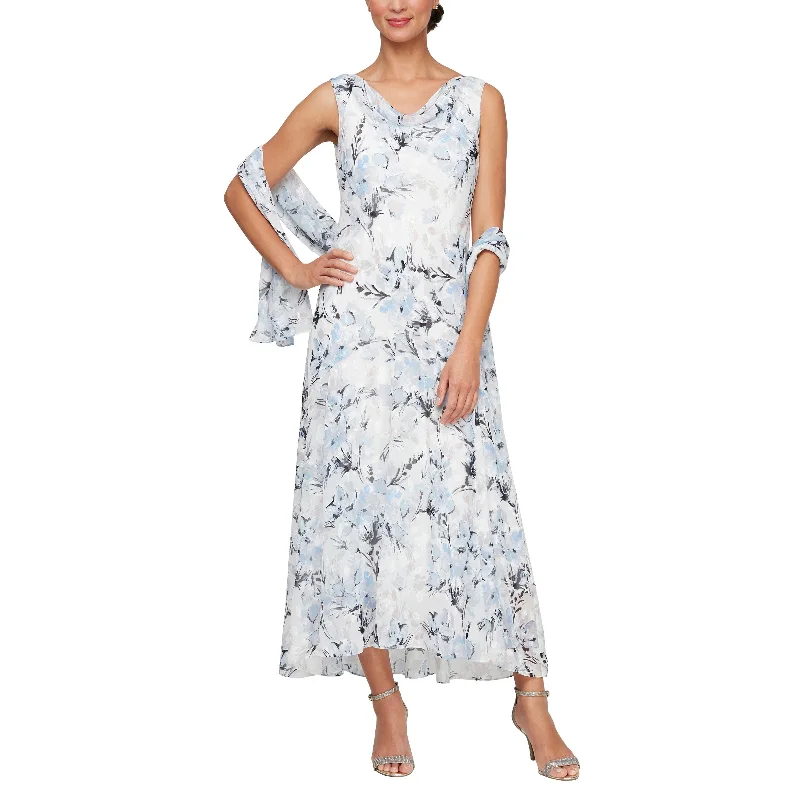 While Supplies Last Alex Evenings 8175929 Tea Length Printed Formal Dress