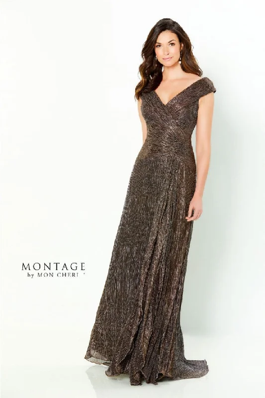 Limited Quantity Montage 219975 A Line Long Ruched Formal Dress