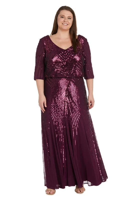 Unmissable Offer R&M Richards 9788W Sequined Beaded Long Plus Size Dress