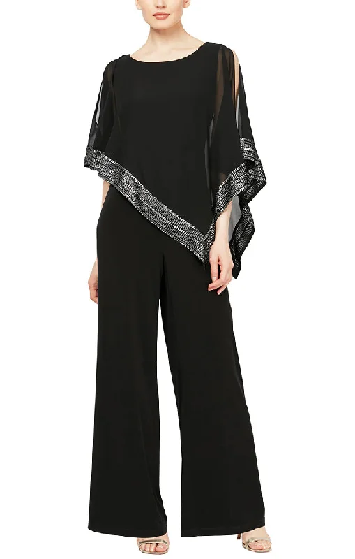 Bargain Blast SL Fashions 9177331 Asymmetrical Cape Jumpsuit