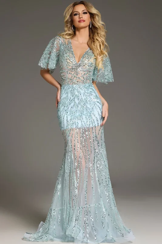 Today’s Deal Jovani 39008 Fitted Sequin Long Formal Evening Dress
