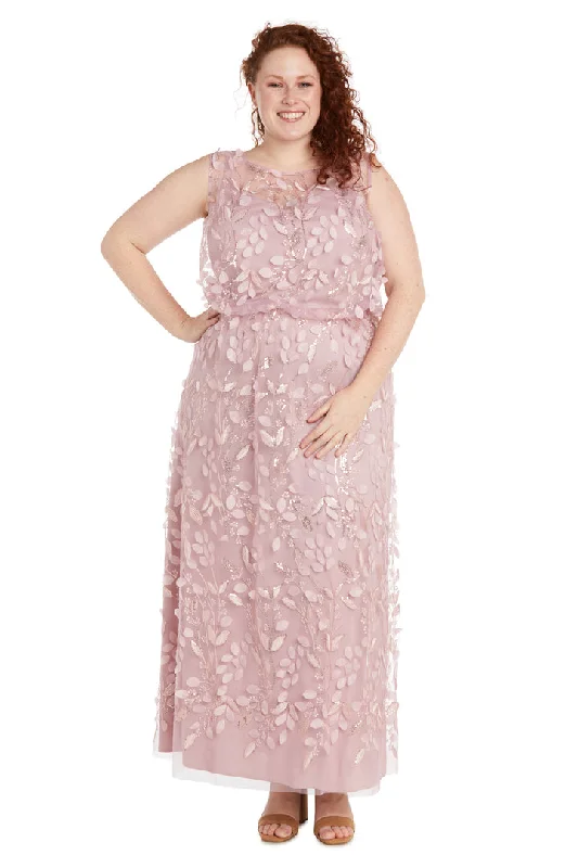 Can't Be Beat R&M Richards 1113W Sequin Long Plus Size 3D Floral Formal Dress