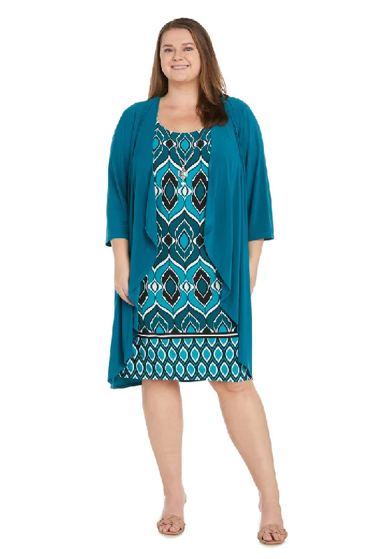 Major Savings R&M Richards 1237W Short Plus Size  Jacket Printed Dress