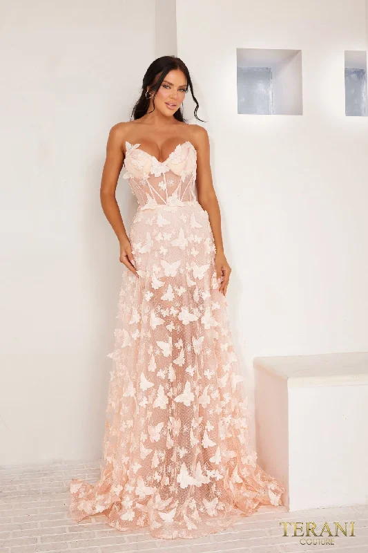Hurry In Terani Couture 241P2086 A Line Embellished Long Prom Dress
