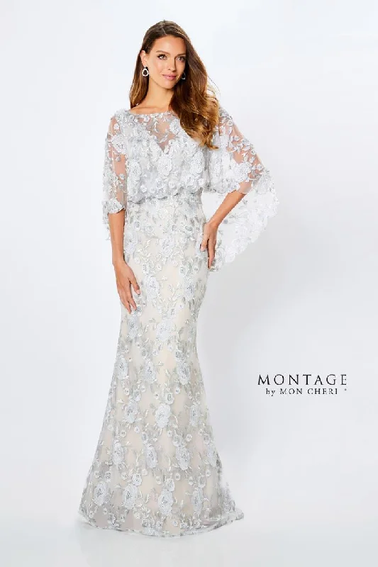 One-DAY Sale Montage 221962 Long Evening Beaded Floral Lace Formal Dress