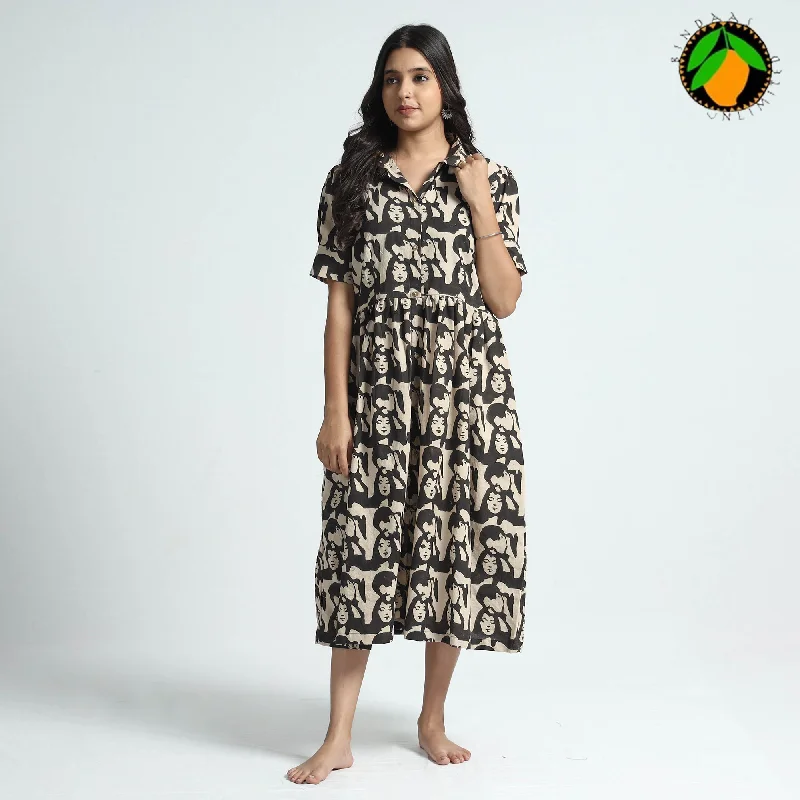 Price Rollback Black - Bindaas Art Block Printed Cotton Dress