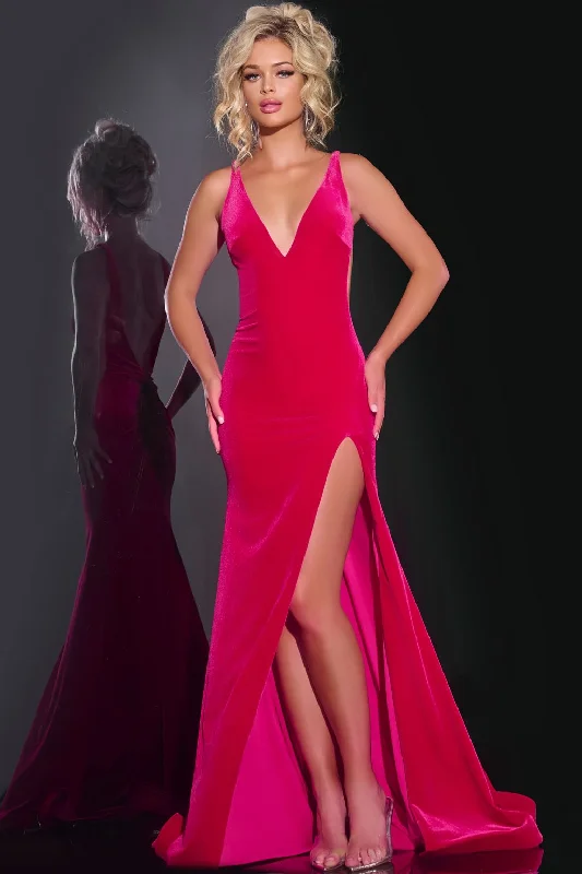 Can't Miss Jovani 43578 Fitted Long Formal Velvet Prom Dress