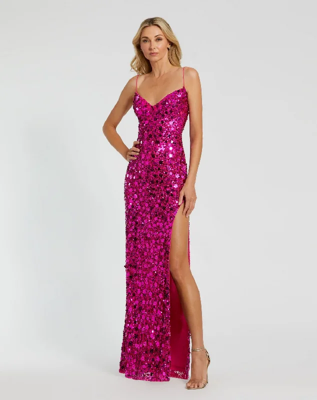 Shop and Save Mac Duggal 10047 Prom Fitted Sequin Formal Long Dress