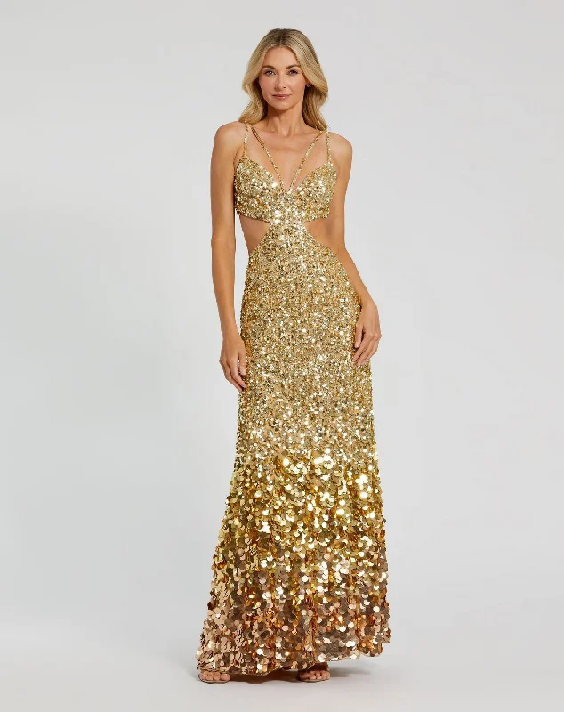 Price Cut Mac Duggal 6077 Ombre Sequin Prom Formal Long Dress