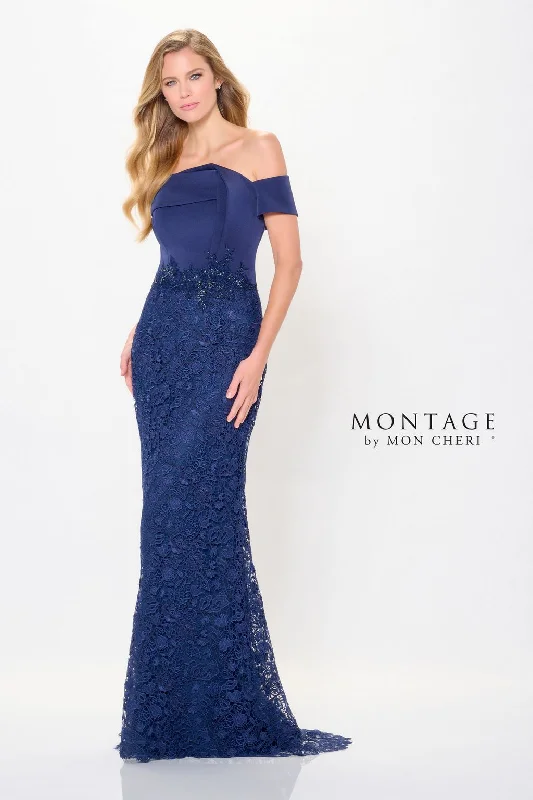 Online Exclusive Montage M907 Long Beaded Sequin Formal Evening Dress