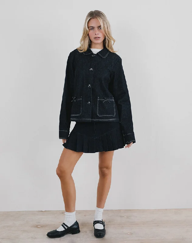 Weekend Special Rosdi Bow Embellished Jacket in Dark Indigo