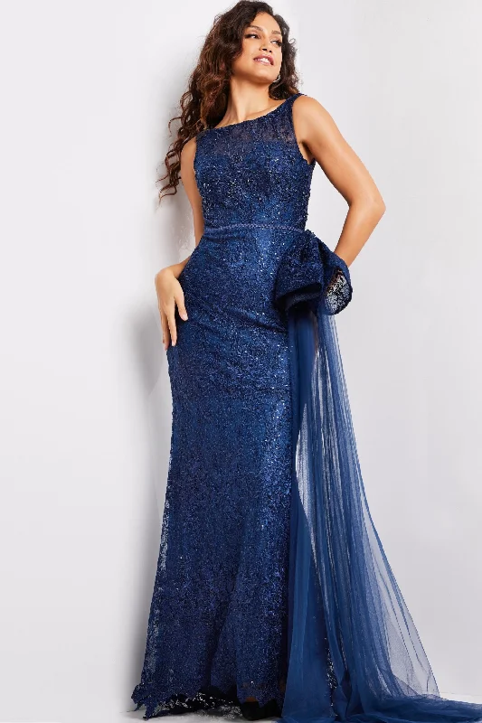 Online Only Jovani 37602 Long Formal Beaded Lace Evening Dress