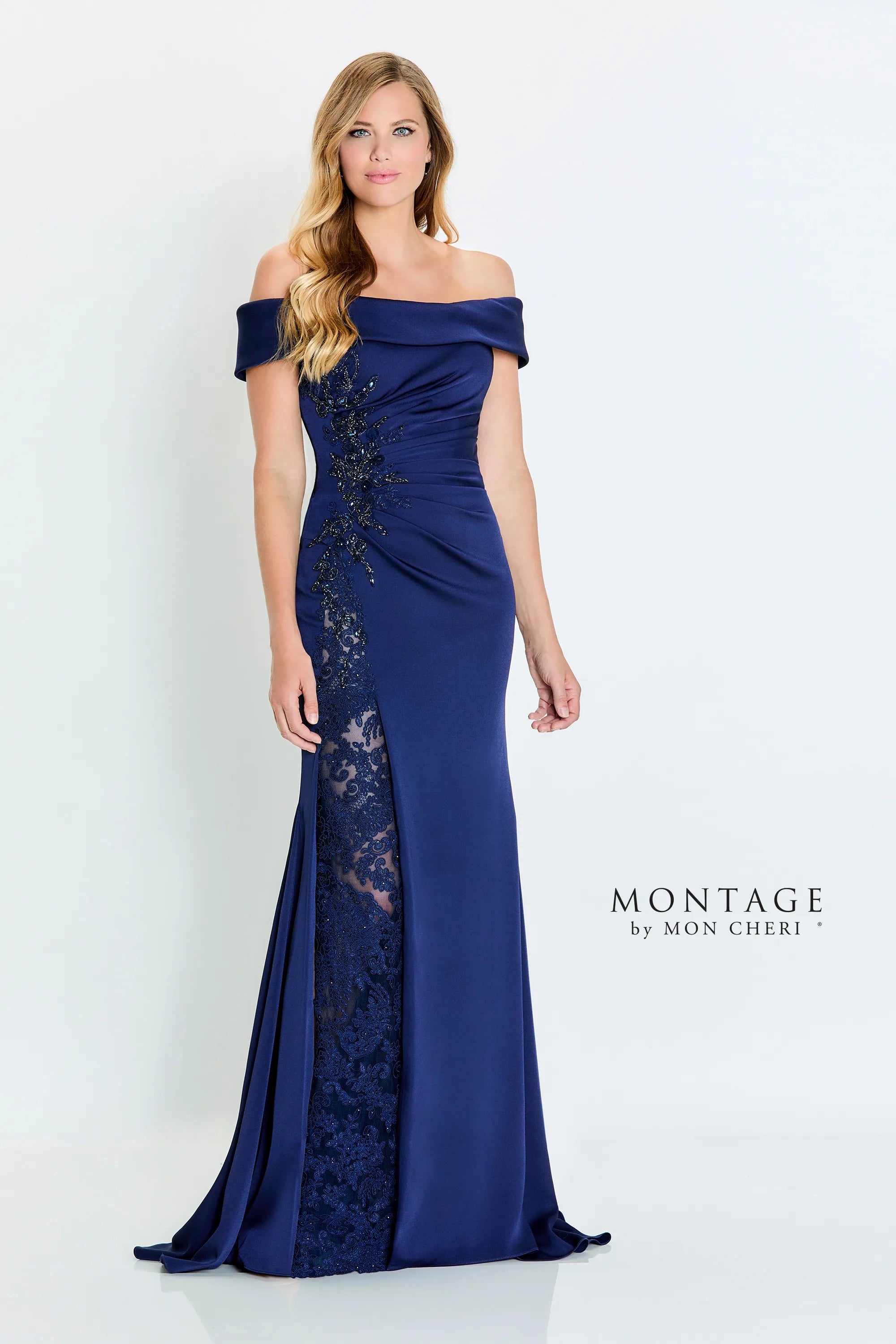 Unbeatable Prices Montage M535 Long Formal Beaded Lace Applique Evening Dress