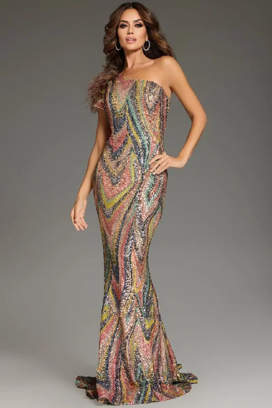 Year-End Sale Jovani 40666 Fitted Long Formal Sequin Prom Dress