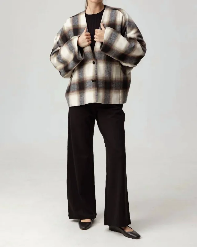 Closeout Alba Jacket In Ash Brown Plaid
