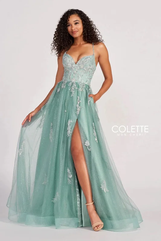Unbeatable Prices Colette CL2062 Glitter Long Formal Applique Prom Dress