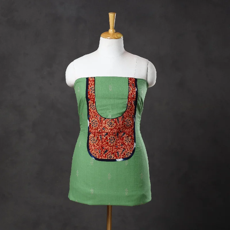 Price Break Green - Patchwork Cotton Jacquard Kurta Material (3m) 15