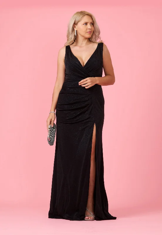 Crazy Deals Long Draped Silhouette Plus Size Formal Dress