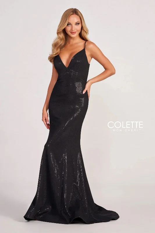 Seasonal Clearance Colette CL2077 Long Prom Sequin Formal Dress