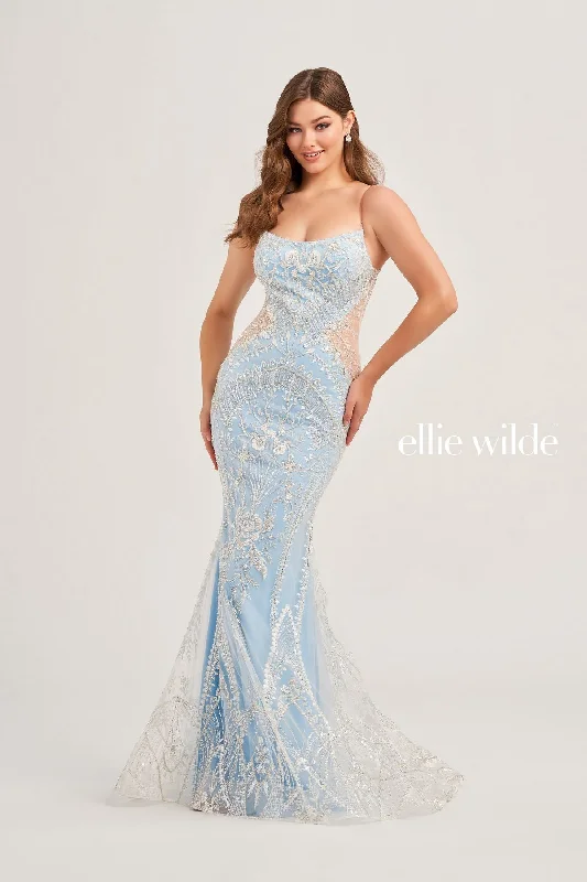 Markdowns Ellie Wilde EW35097 Long Fitted Sequin Formal Prom Dress