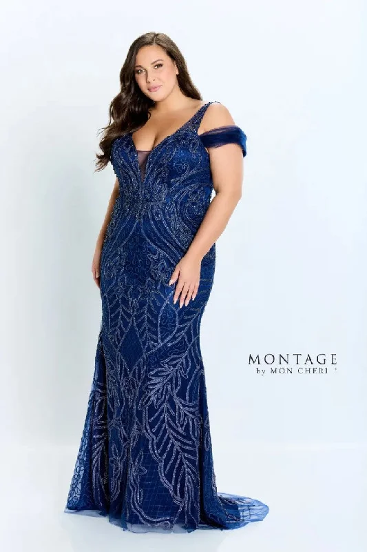 Inventory Reduction Montage 122904 Metallic Fit Ribbon Formal Dress
