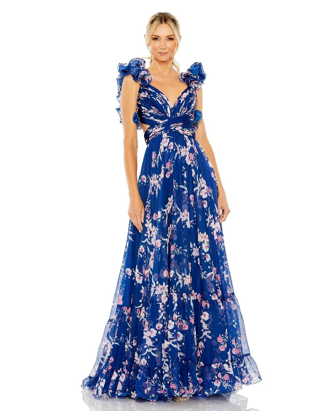Don't Wait Mac Duggal 68520 Tiered Floral Long Prom Formal Dress