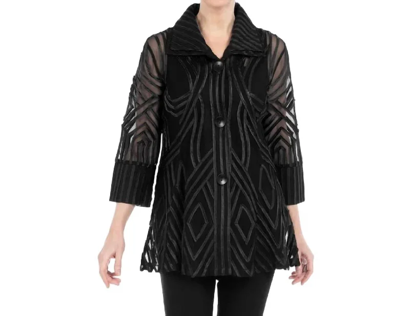 Final Sale Two-Tone Soutache Jacket In Black