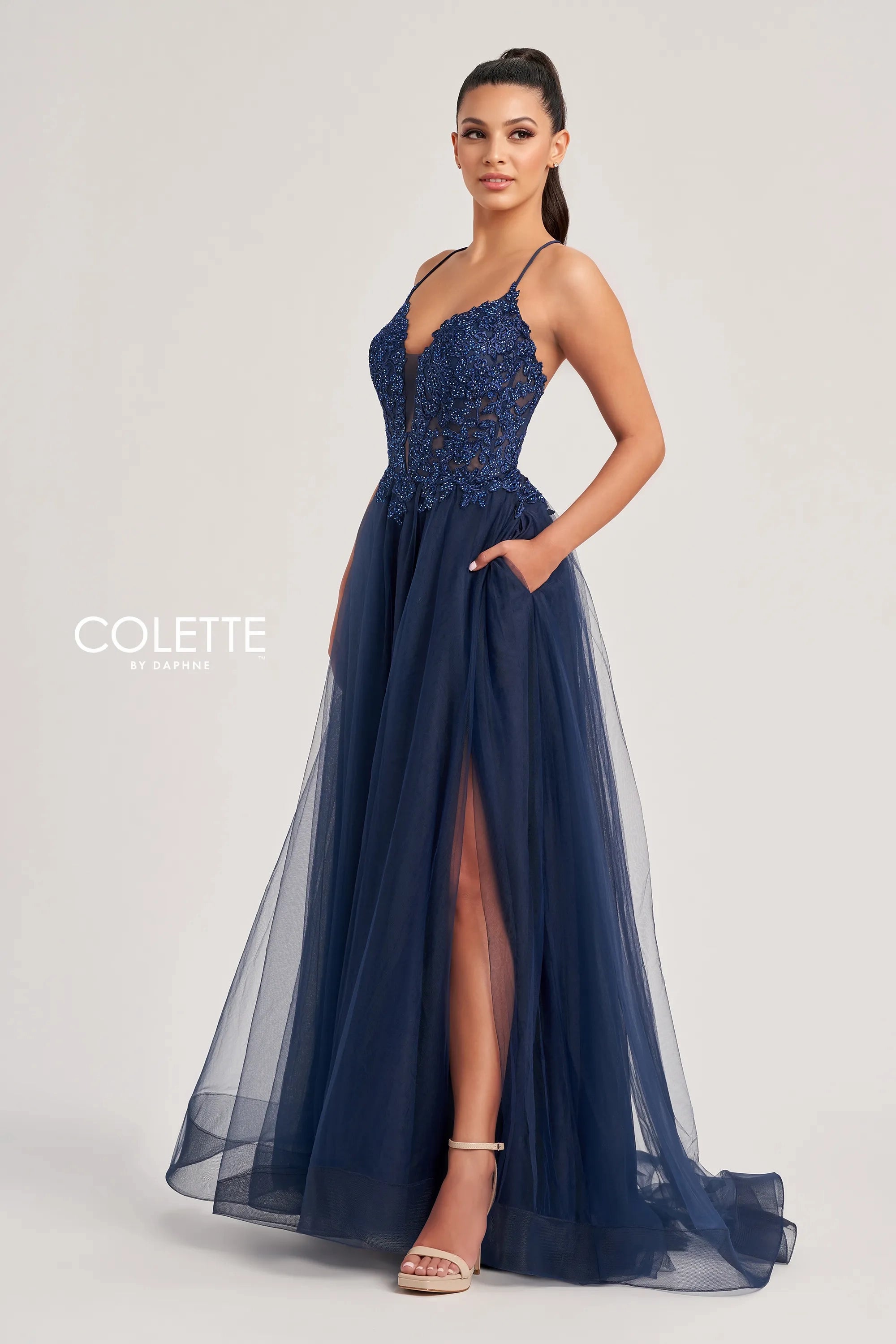 One-DAY Sale Colette by Daphne CL8320 A Line Lace Long Formal Prom Dress