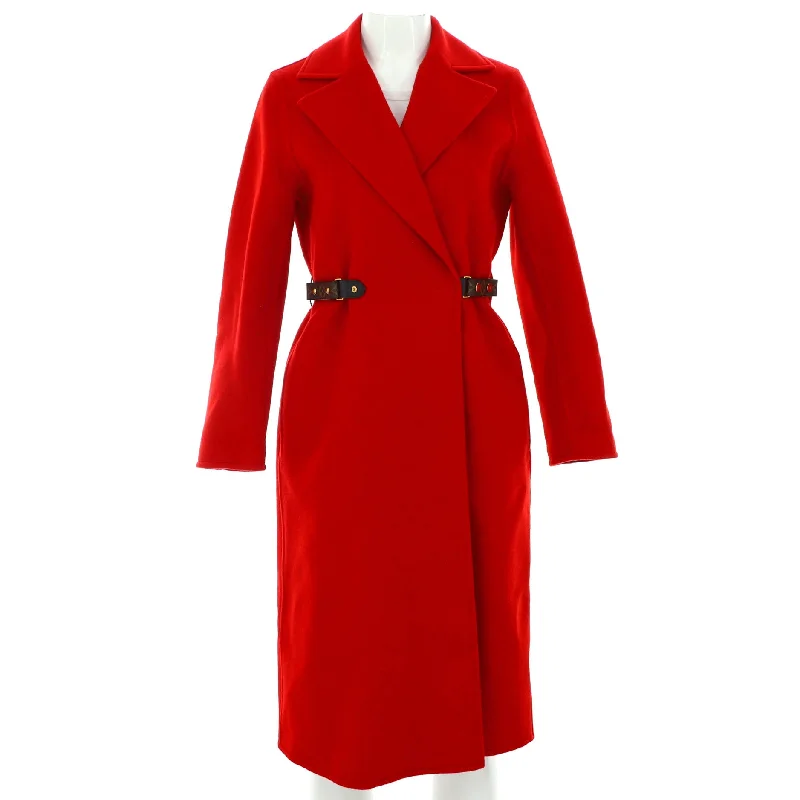 Markdowns Women's Long Wrap Monogram Belt Coat Wool Blend