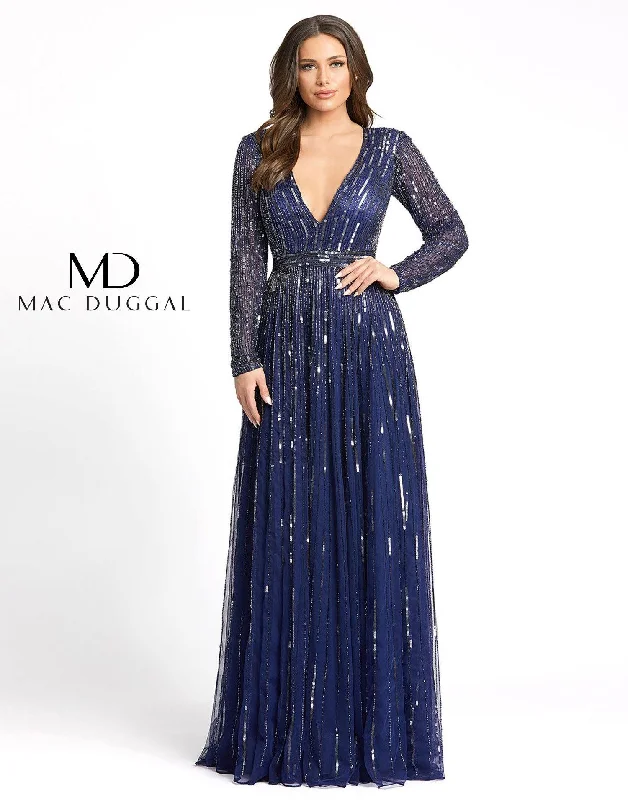 Daily Deals Midnight 14 Mac Duggal Long Sleeve Sequins A Line Evening Dress Sale