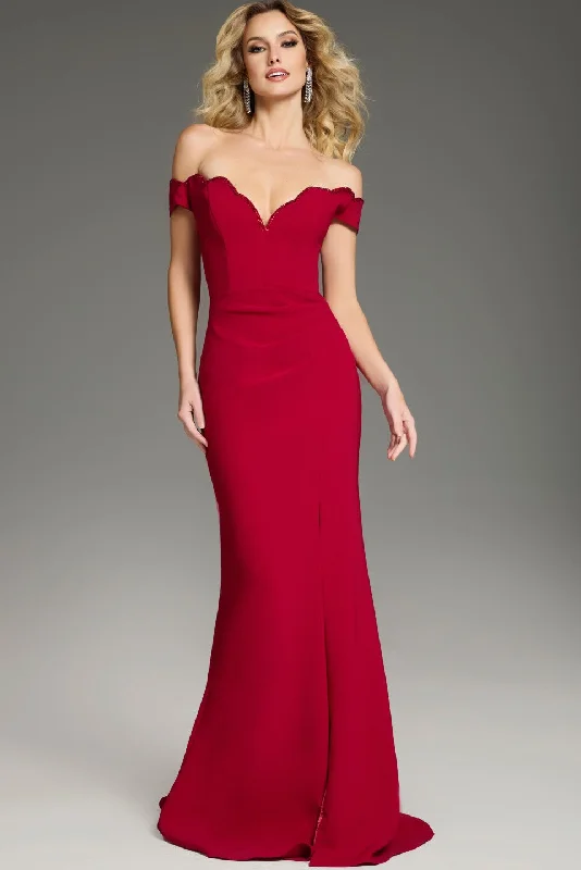 Big Discounts Jovani 37147 Beaded Long Scalloped Neckline Formal Dress