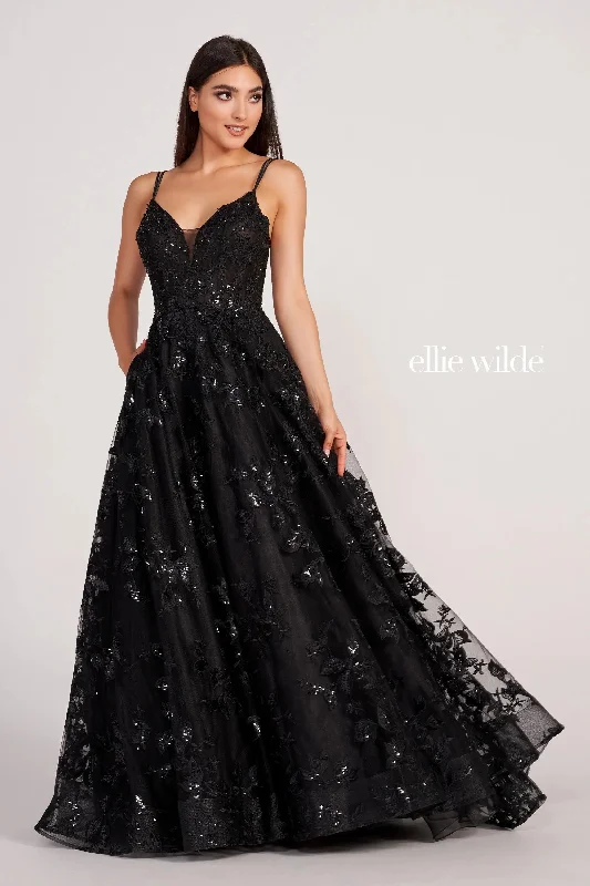 One-DAY Sale Ellie Wilde EW34119 A Line Long Prom Dress