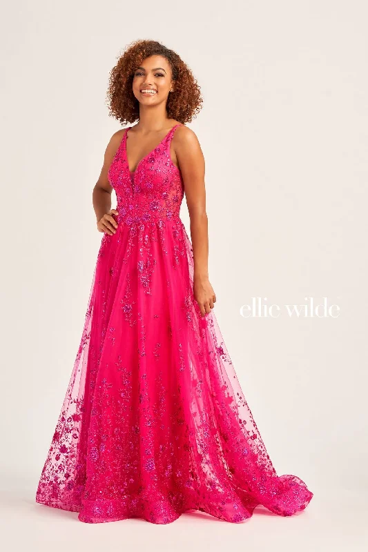 Time-Limited Offer Ellie Wilde EW35105 Prom Long Formal Glitter Evening Gown