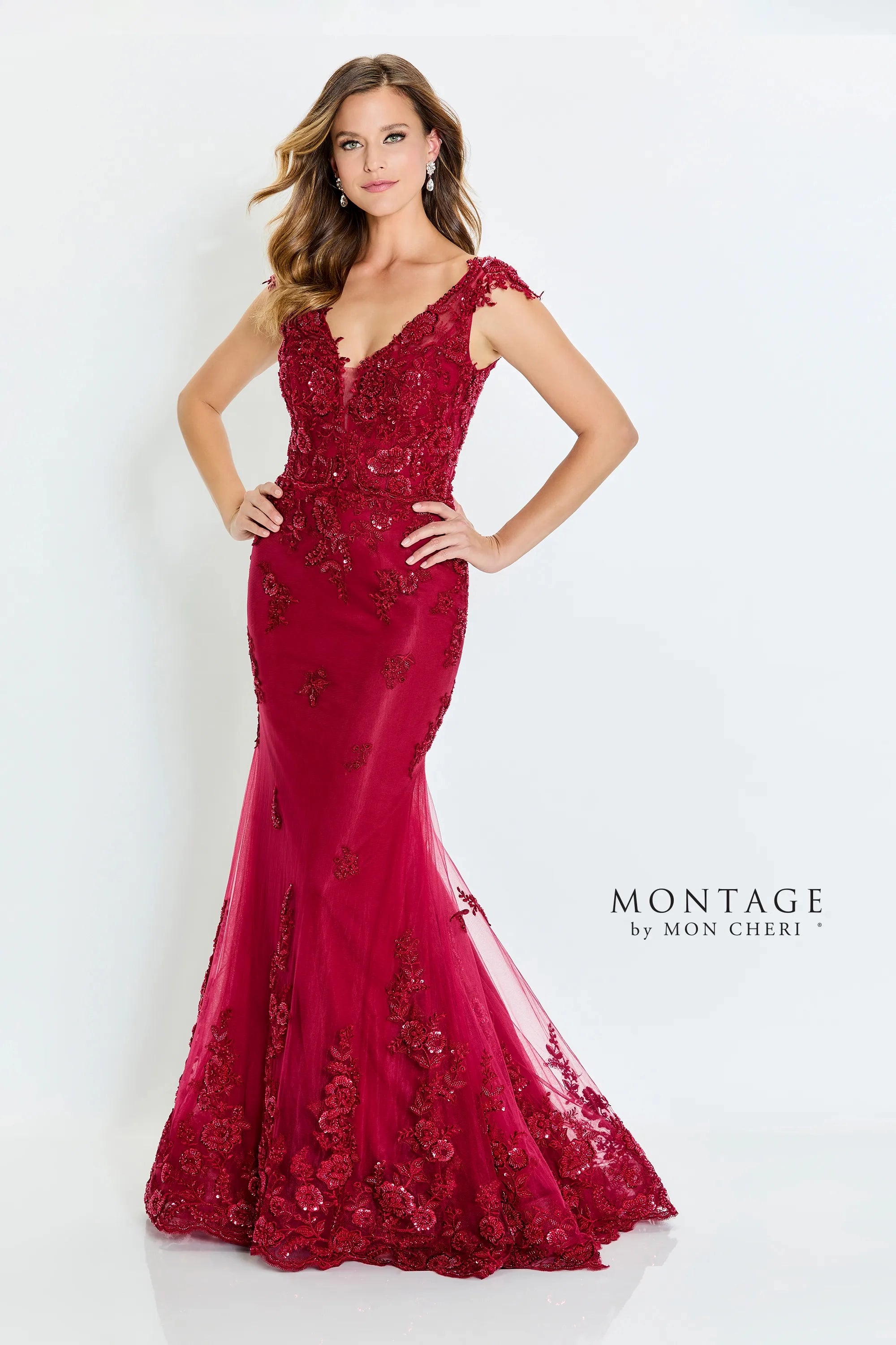 Time-Limited Offer Montage M534 Formal Beaded Long Floral Evening Dress