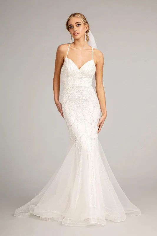 Value Deals Long Spaghetti Strap Mermaid Wedding Dress