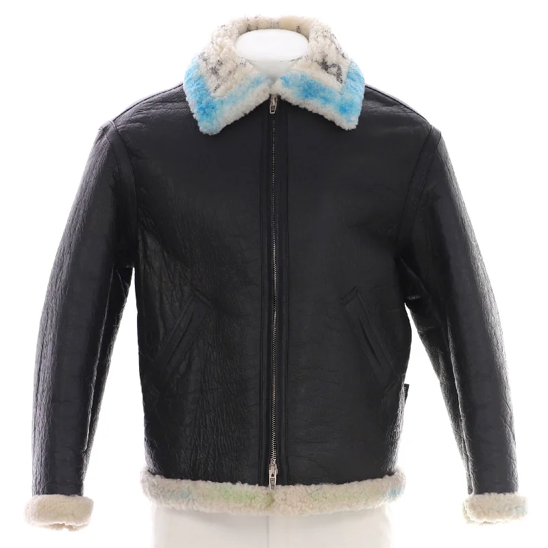 Online Only Graffiti Zip Jacket Leather and Shearling