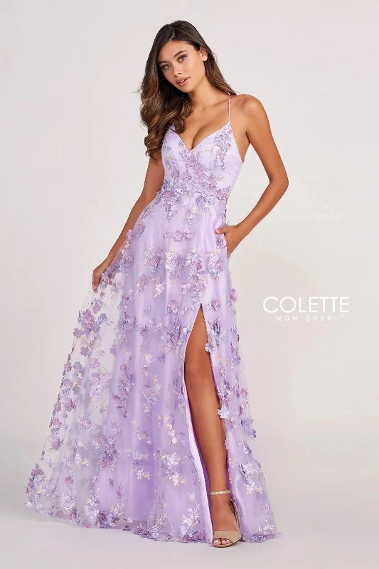 Stock Clearance Colette CL2056 Long Prom 3D Flowers Formal Dress