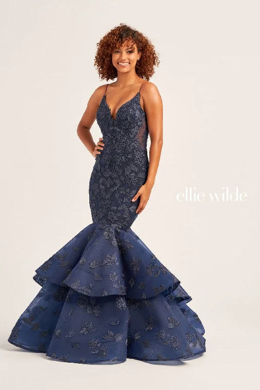 Instant Discount Ellie Wilde EW35092 Mermaid Long Formal Prom Gown