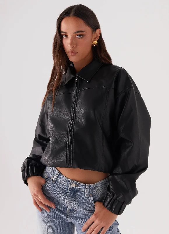 Stock Clearance Houghton Oversized Bomber Jacket - Black