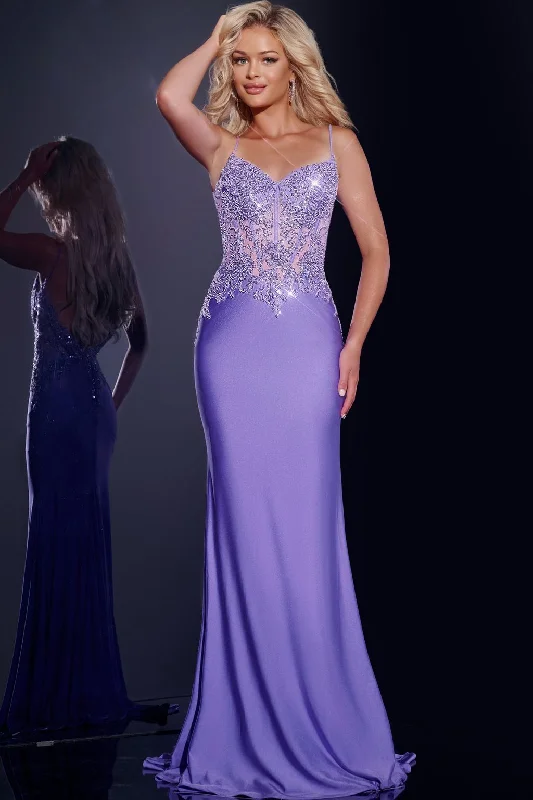 Time-Limited Offer Jovani 42221 Long Fitted Formal Beaded Applique Corset Prom Dress