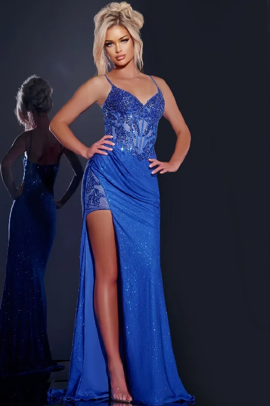 Online Only Jovani 43283 Long Glitter Formal Sheath Gown Prom Dress