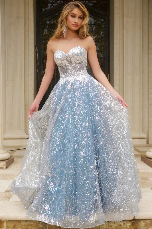 Special Savings Jovani 08417 Long A Line Prom Sequin Formal Dress