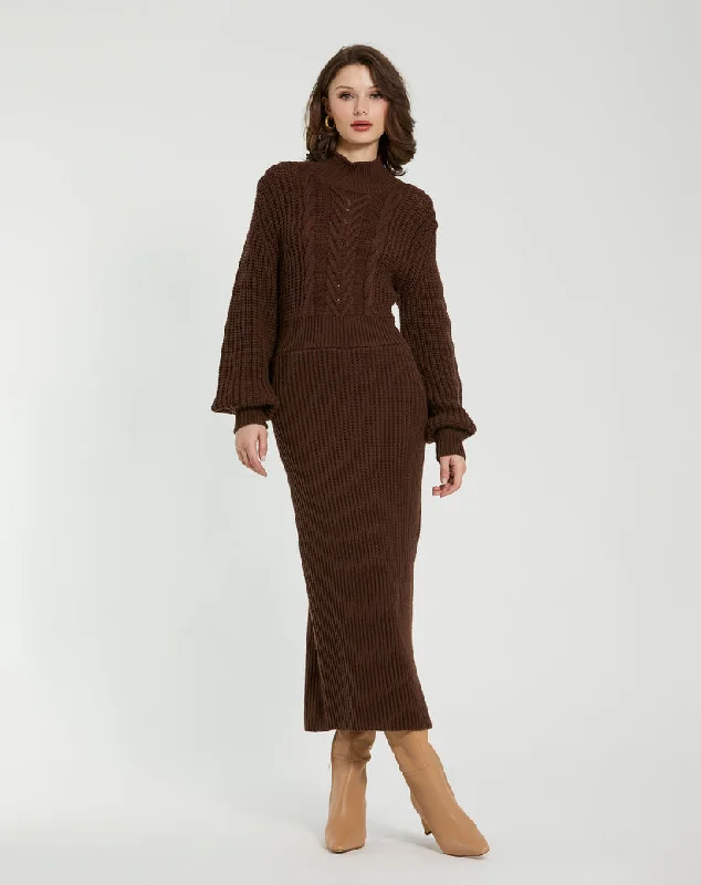 Exclusive Preview Mac Duggal K10060 Long Sleeve Fitted Formal Midi Length Evening Dress