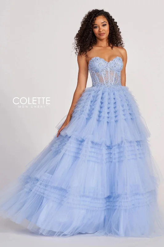Now or Never Colette CL2017 Layered Ruffle Prom Long Formal Ball Gown
