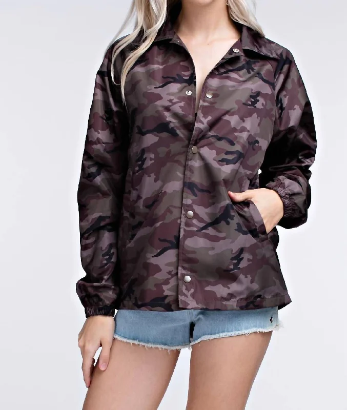 Clearance Items Camo Coaches Jacket In Gray
