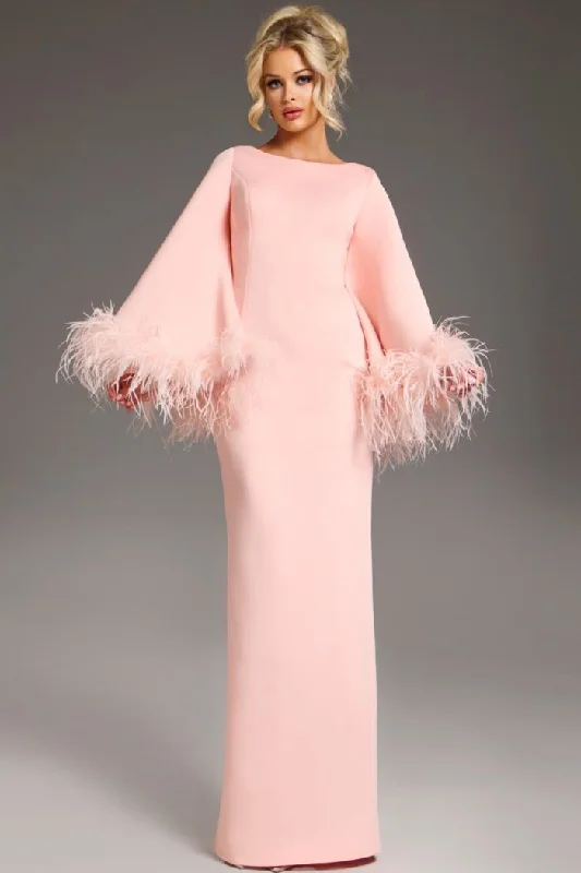 Hurry In Jovani 41077 Long Sleeve Mother of the Bride Formal Feather Dress
