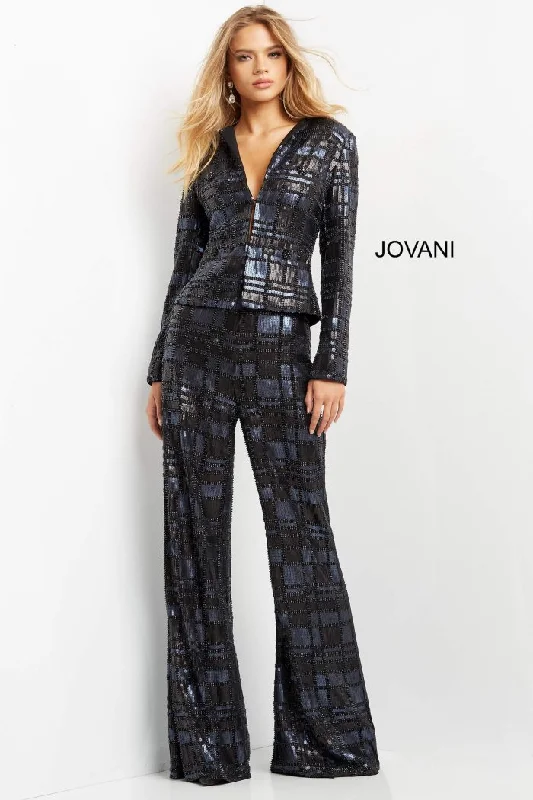 Sneak Peek Sale Jovani 07166 Long Beaded Formal Sequin Fit Pant Suit